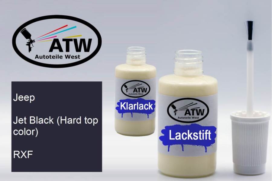 Jeep, Jet Black (Hard top color), RXF: 20ml Lackstift + 20ml Klarlack - Set, von ATW Autoteile West.